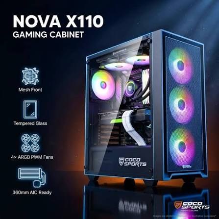 Coconut Coconut Nova X110 ARGB Mid Tower Cabinet (Black, 4 ARGB Fans)