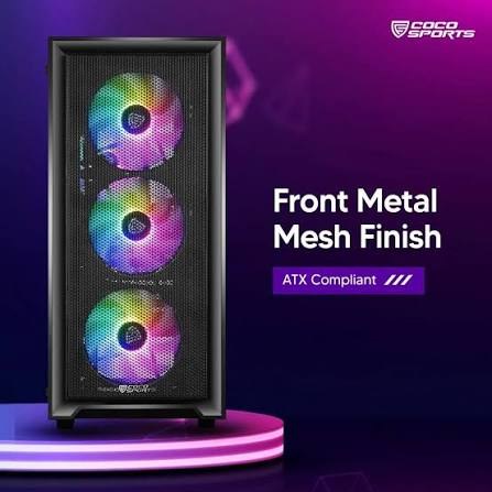 Coconut Nova X110 ARGB Mid Tower Cabinet (Black, 4 ARGB Fans) – image 3