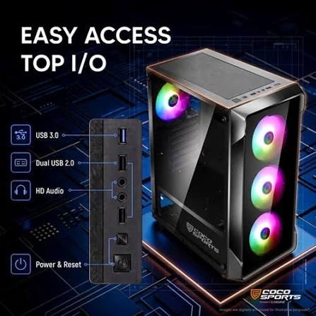 Coconut Nova X220 ARGB Mid Tower Cabinet (Black, 4 ARGB Fans) – image 3