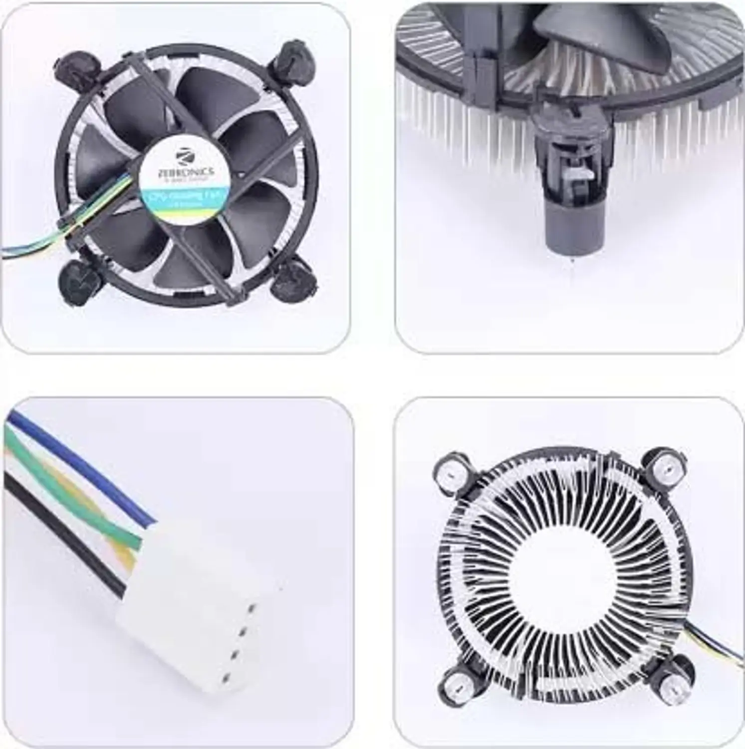 ZEBRONICS Genuine CPU FAN for Core i3/i5/i7 CPU Fan with Heat Sinks Processor Cooler